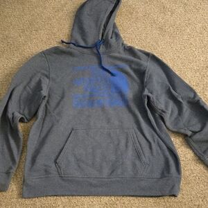 The North Face Dark Gray Hoodie with Blue Logo